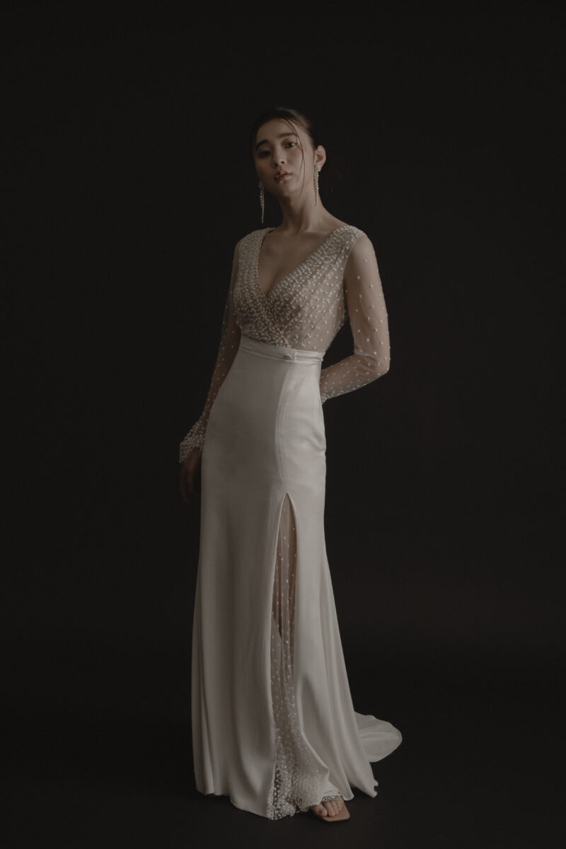 レンタルウェディングドレス - Joni Swiss-dot tulle and crepe gown by Rime Arodaky