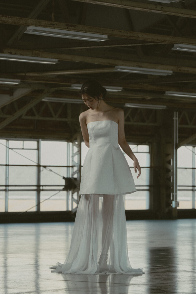 レンタルウェディングドレス - BANDEAUX MINI DRS IN MOIRE SILK by BON BRIDE (1)