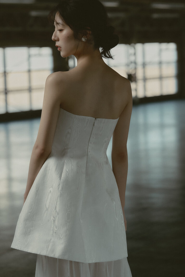 レンタルウェディングドレス - BANDEAUX MINI DRS IN MOIRE SILK by BON BRIDE (3)