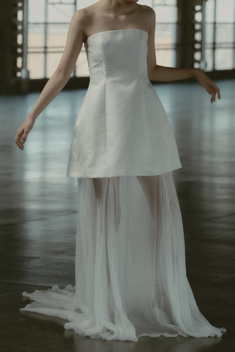 レンタルウェディングドレス - BANDEAUX MINI DRS IN MOIRE SILK by BON BRIDE